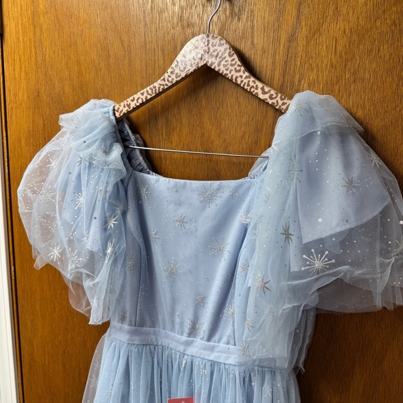 NEW Ivy City Co. Jayne Snowflake Short Sleeve Long Dress Light Blue Medium M NWT - Picture 6 of 13